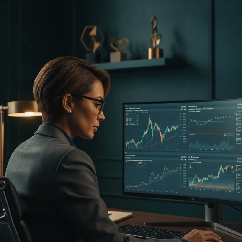 AI-driven market signals dashboard with live trend chart and confidence levels